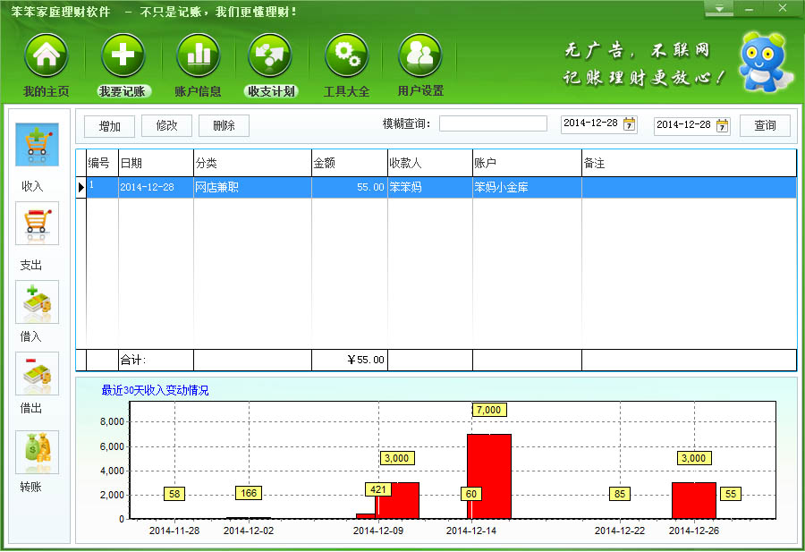 笨笨家庭理财软件截图