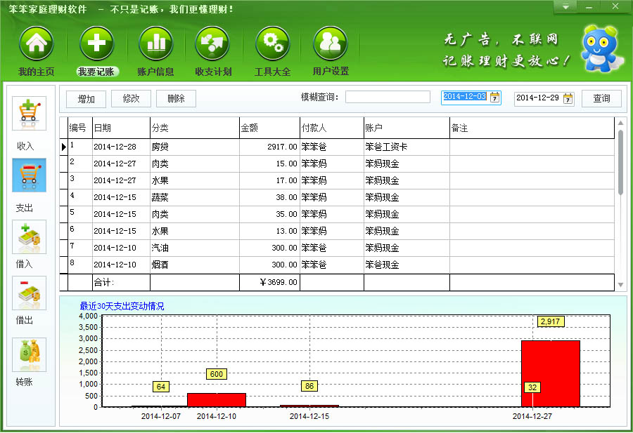 笨笨家庭理财软件截图